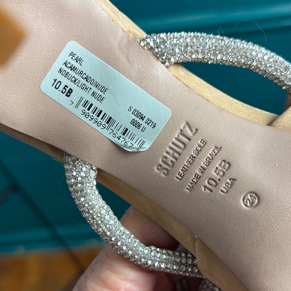 SCHUTZ Beige Heels with Sparkling Straps - Picture 5 of 6